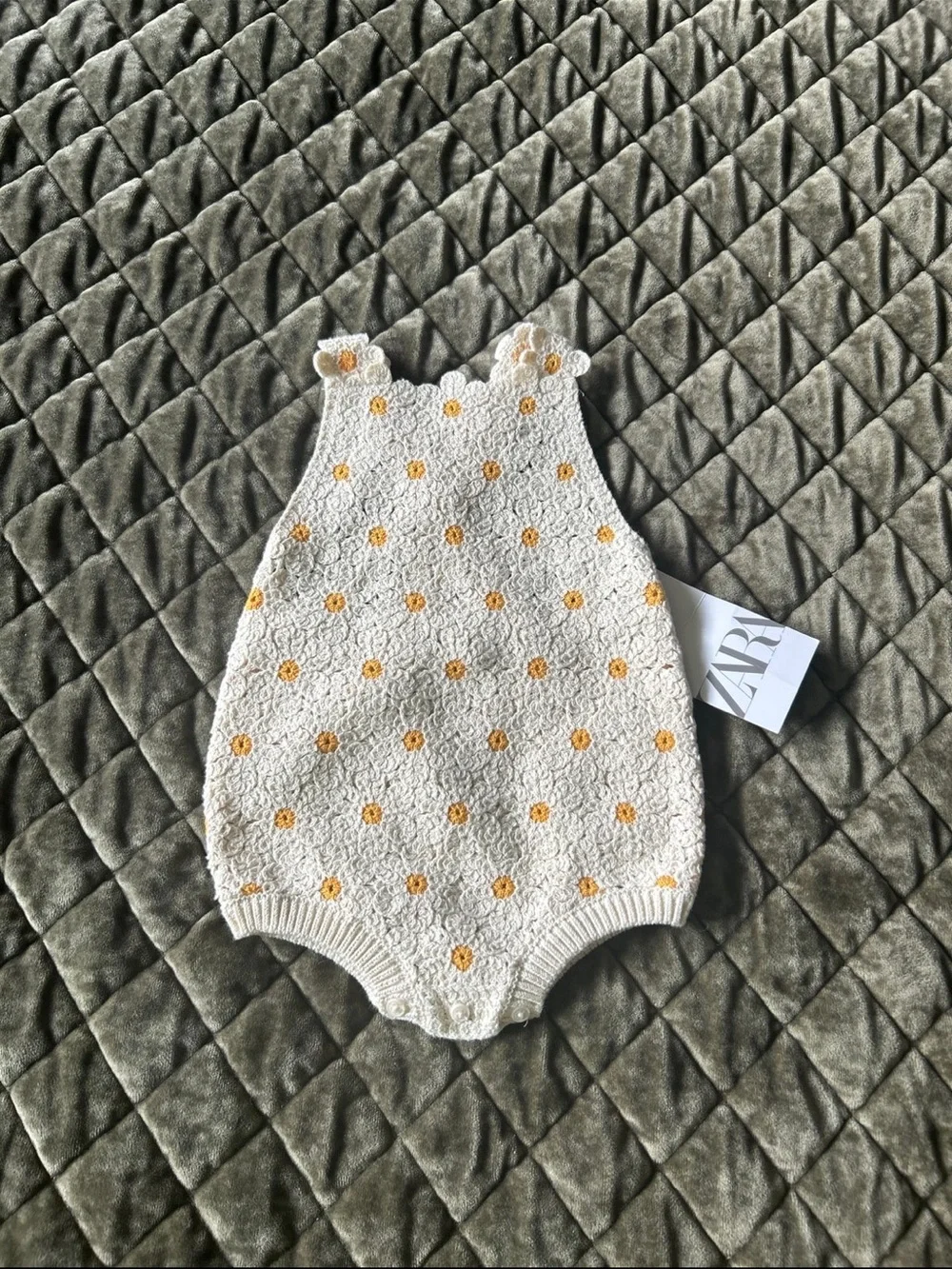 Zara Cream Knit One-Piece with Yellow Daisy Dots